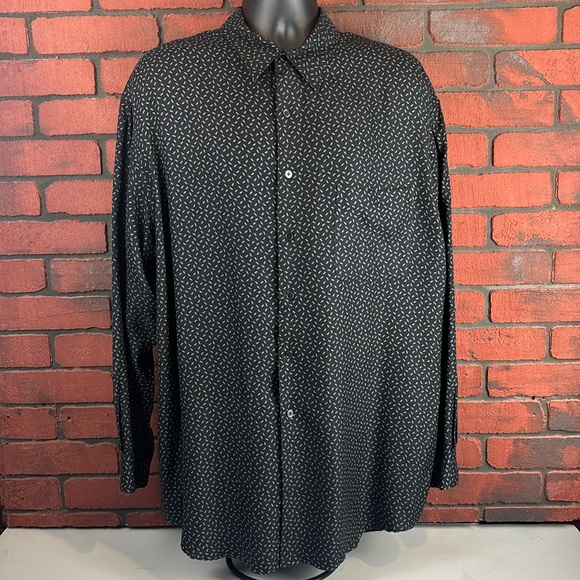 Perry Ellis‎ Shirt, Men's XL Button Up Formal Geometric Silk - Picture 1 of 7